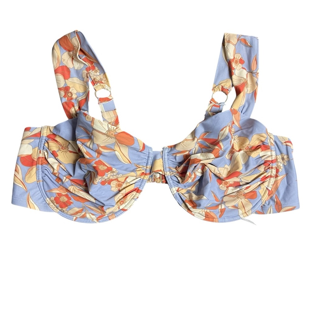 Floral Blue and‎ Orange Bikini Top